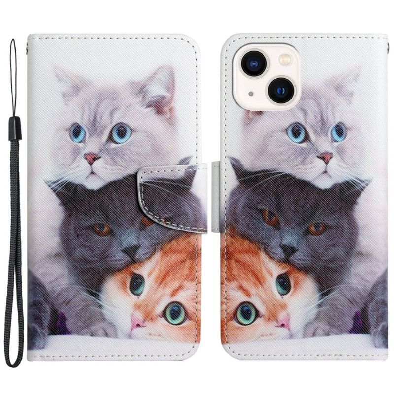 Housse iPhone 15 Que des Chat à Lanière