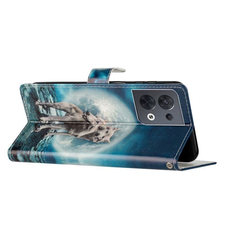 Housse Oppo Reno 8 Loup à Lanière