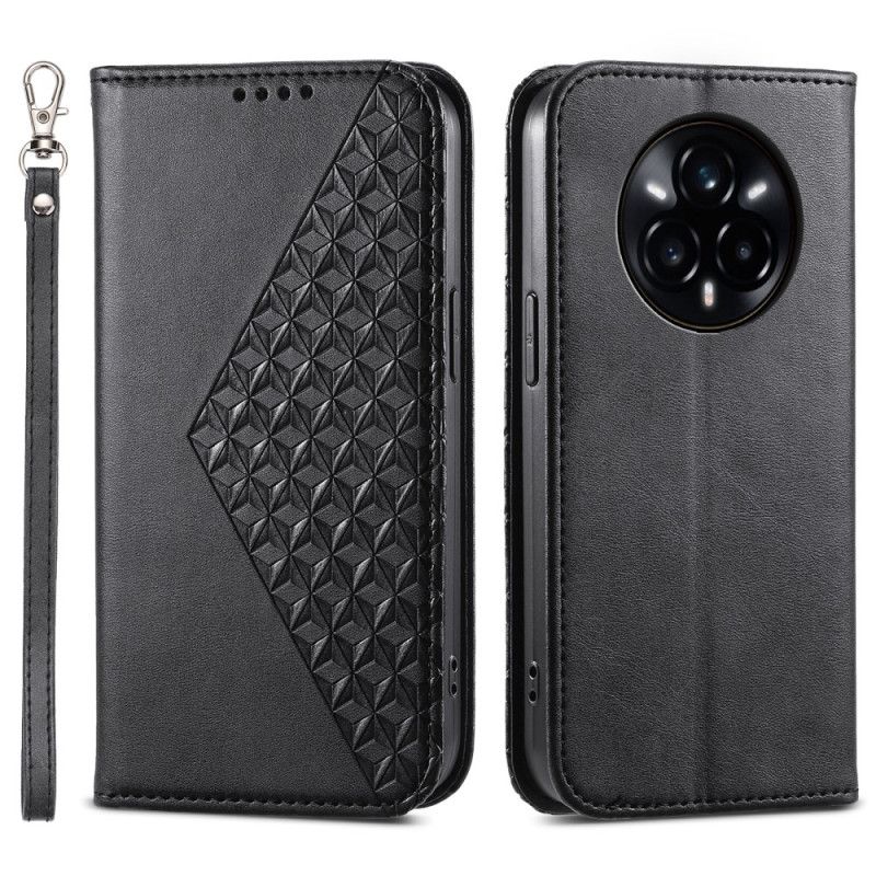 Flip Cover Realme 14 Pro Plus 5G Texturée avec Lanière