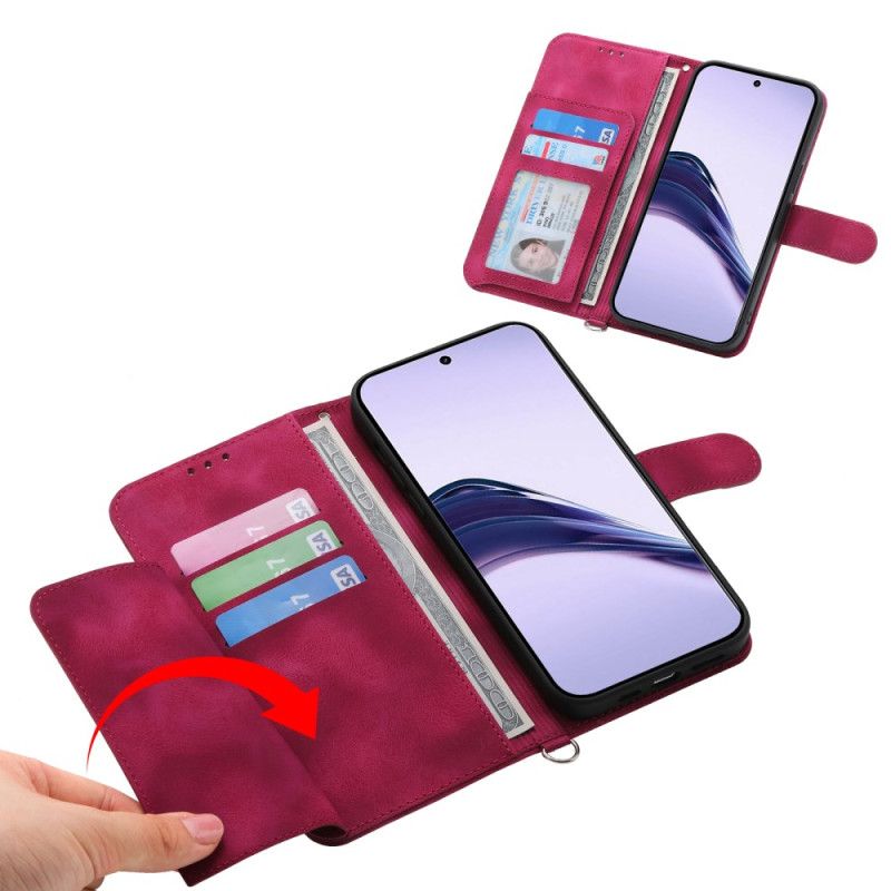 Housse Realme 14 Pro Plus 5G Effet Daim Dentelle avec Lanière et Bandoulière