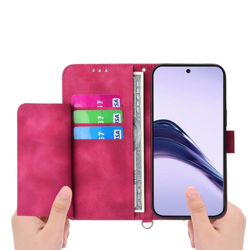 Housse Realme 14 Pro Plus 5G Effet Daim Dentelle avec Lanière et Bandoulière