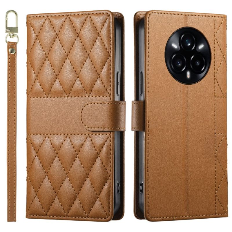 Housse Realme 14 Pro Plus 5G Matelassée avec Lanière et Bandoulière