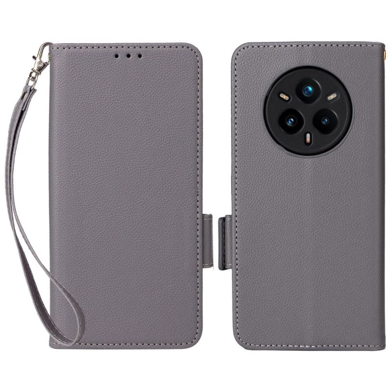 Housse Realme 14 Pro Plus 5G Simili Cuir Litchi à Lanière