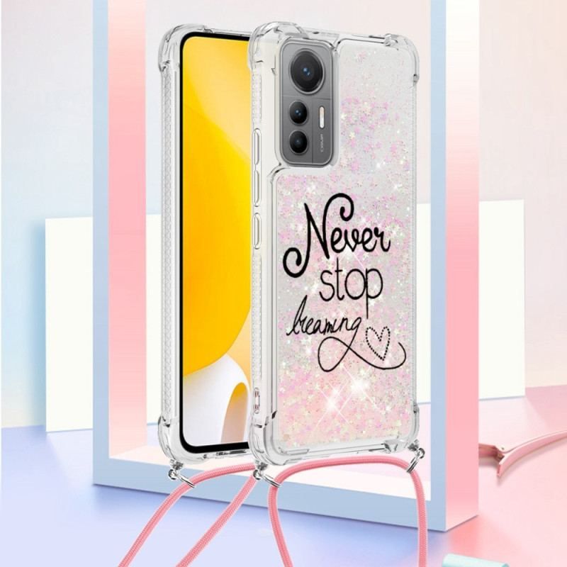 Coque Xiaomi 12 Lite à Cordon Paillettes Never Stop