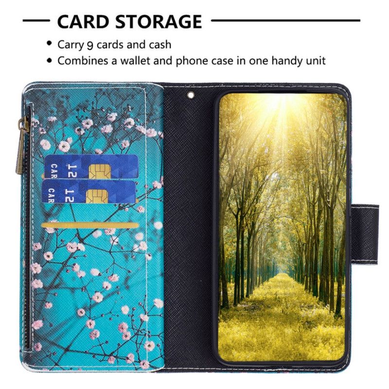 Housse iPhone 16 Portefeuille Fleurs de Prunier