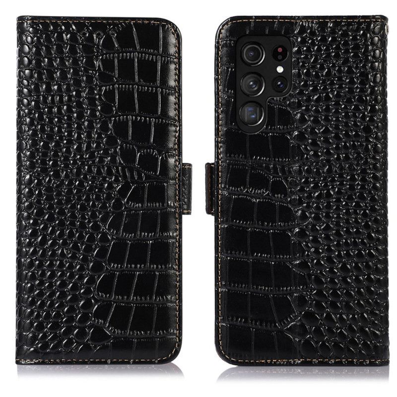 Housse Samsung Galaxy S26 Ultra Blocage RFID Style Crocodile