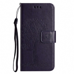 Housse Samsung Galaxy A55 5G Hibou et Arbre à Lanière