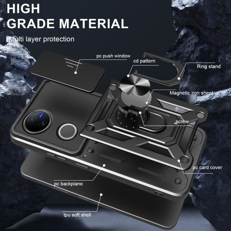 Coque Vivo V50 5G Protection Caméra Coulissante et Support
