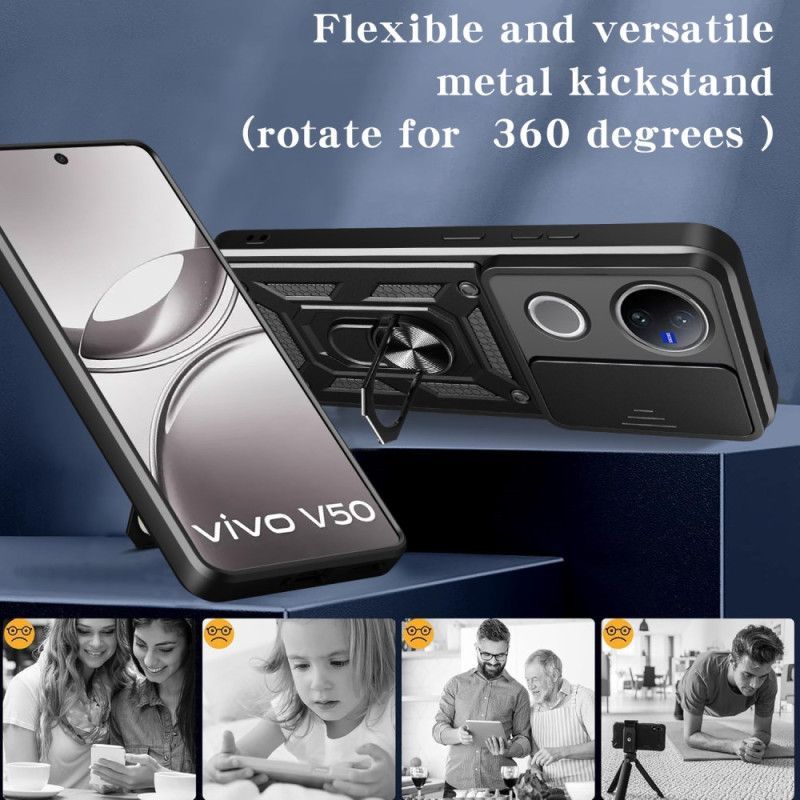 Coque Vivo V50 5G Protection Caméra Coulissante et Support