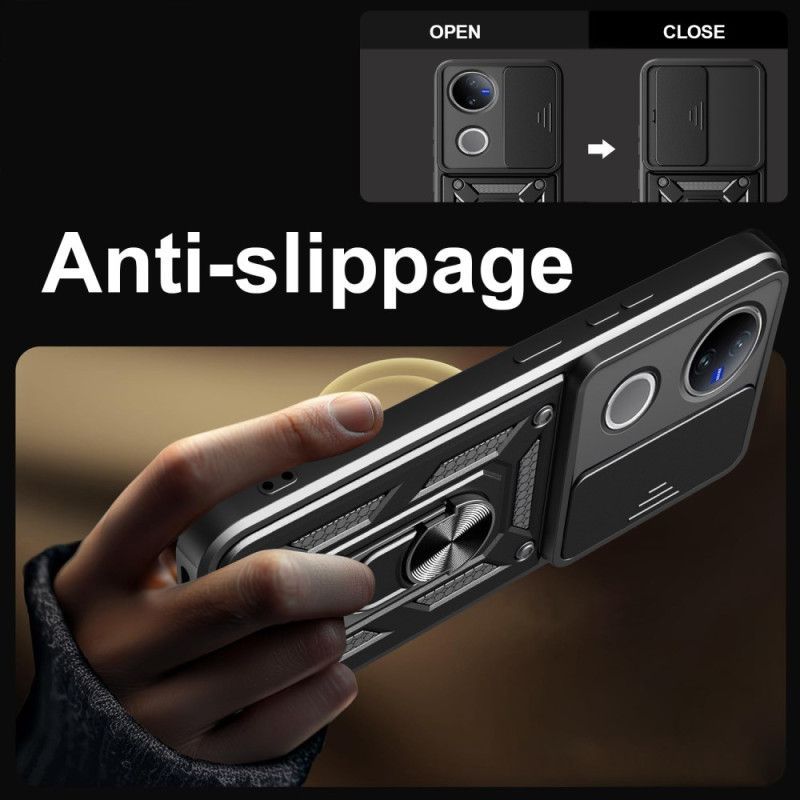 Coque Vivo V50 5G Protection Caméra Coulissante et Support