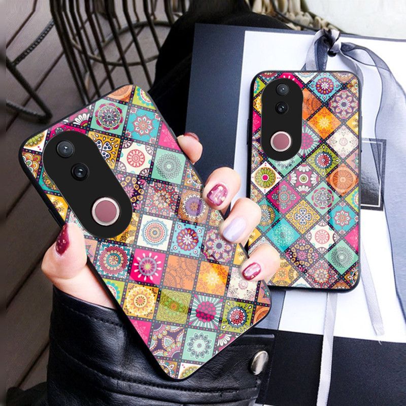 Coque Vivo V50 5G Support et Lanière Patchwork