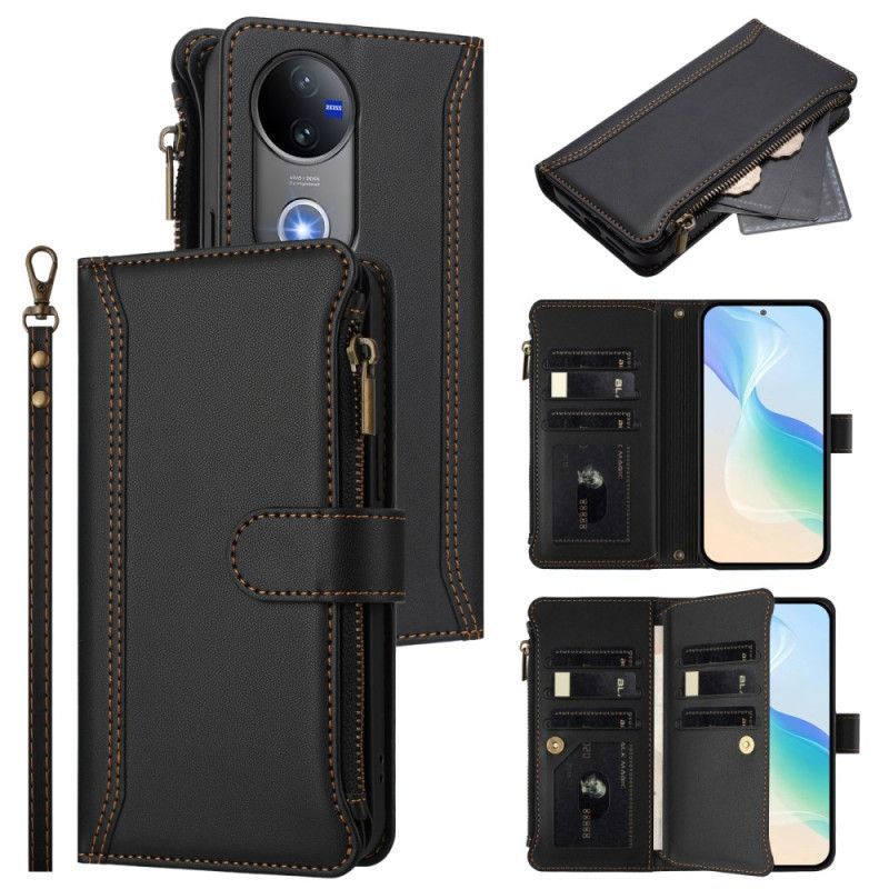 Housse Vivo V50 5G 9 Porte-Cartes et Dragonne