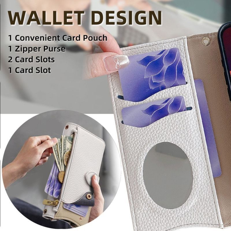 Housse Vivo V50 5G Portefeuille Effet Cuir et Chaîne