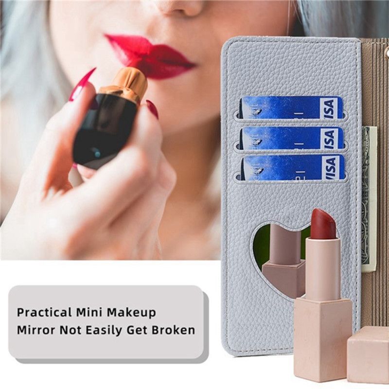 Housse Vivo V50 5G Portefeuille Miroir et Chaîne