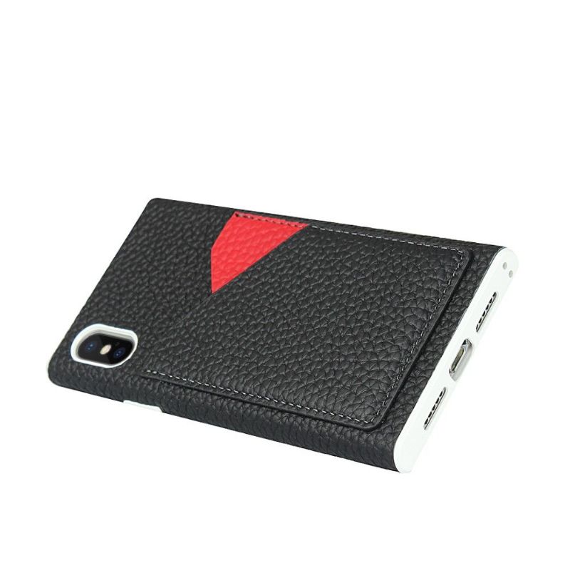 Coque iPhone XS Max Effet Cuir Porte Cartes avec Lanière