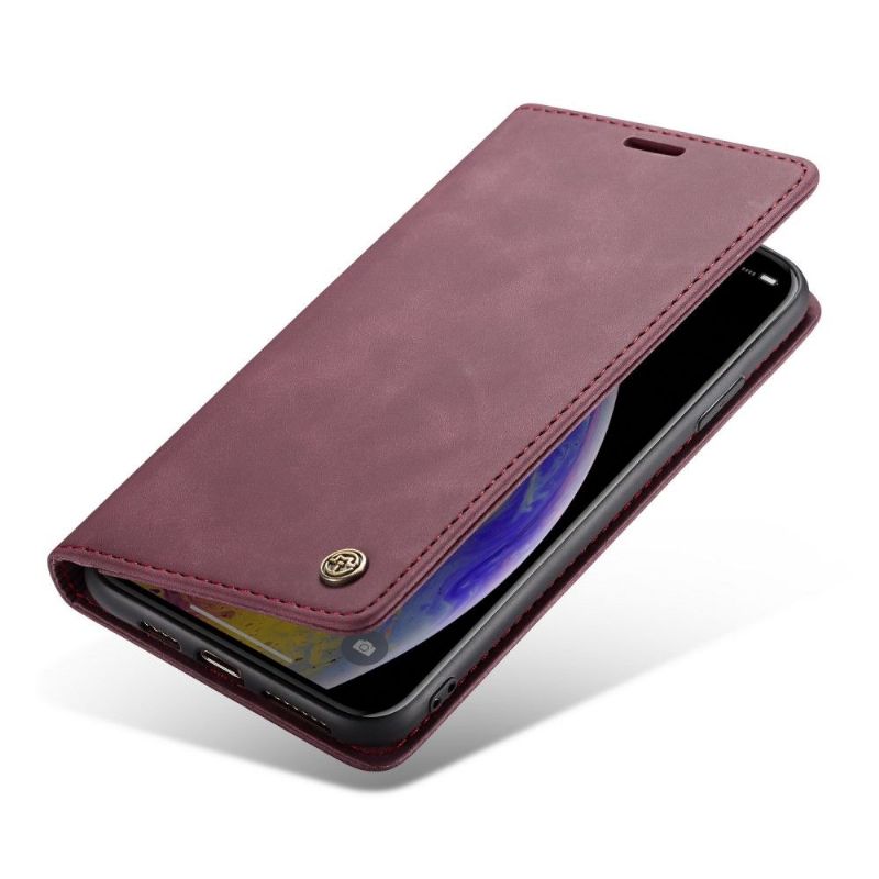 Housse iPhone XS Max Golias effet cuir - Vin Rouge