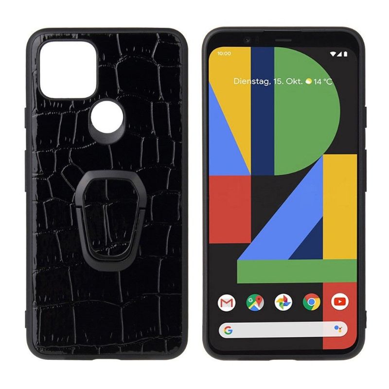 Coque Google Pixel 5 effet croco avec anneau