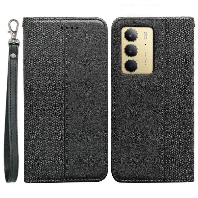 Flip Cover Realme C75 Frise Carreaux et Lanière