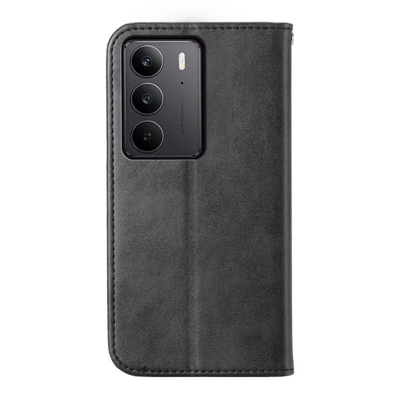 Flip Cover Realme C75 Texture Veau avec Lanière