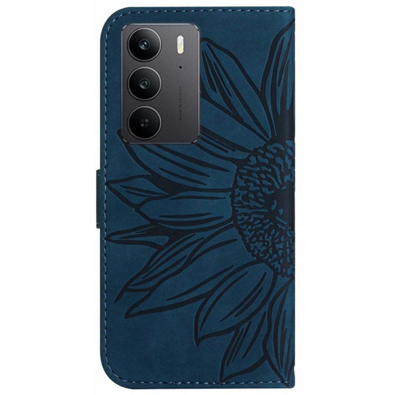 Housse Realme C75 Empreinte Tournesol à Lanière