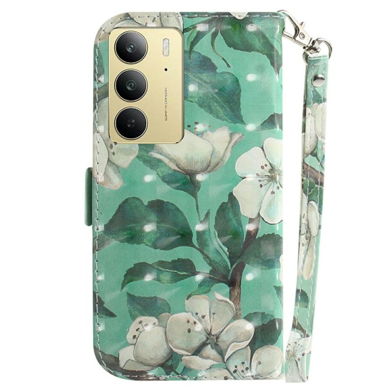 Housse Realme C75 Fleurs Aquarelle à Lanière