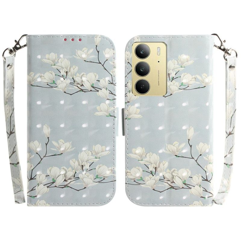 Housse Realme C75 Magnolias à Lanière