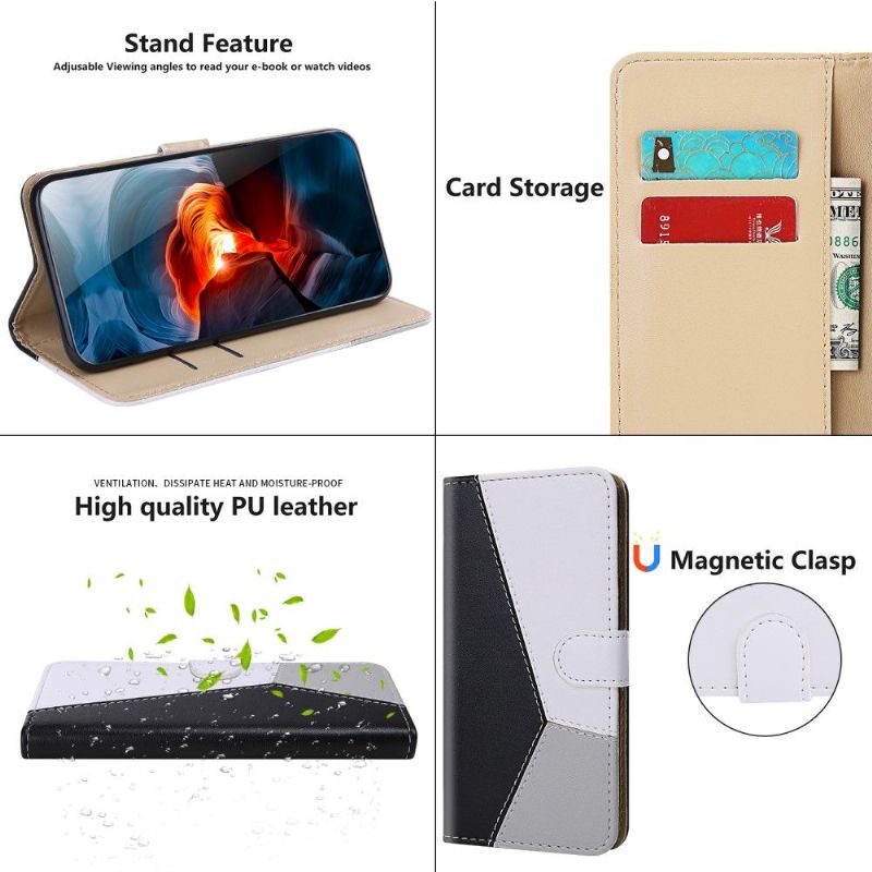 Housse Samsung Galaxy A42 5G Simili Cuir Tricolore Coutures