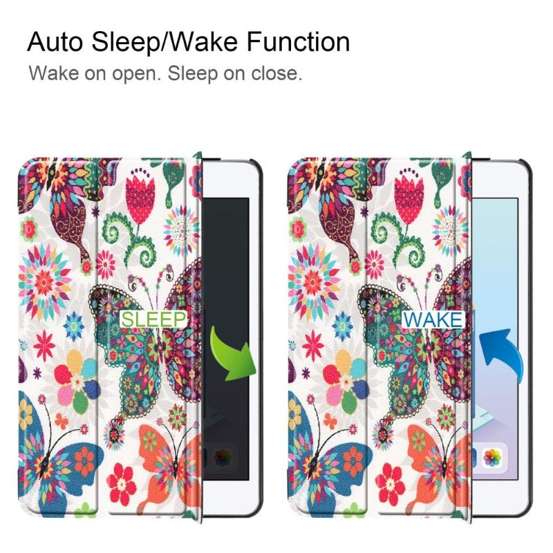 iPad mini 2019 - Coque avec rabat intelligent papillons et fleurs