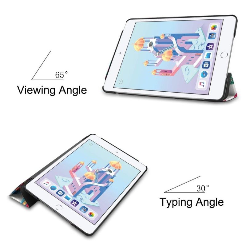 iPad mini 2019 - Coque avec rabat intelligent papillons et fleurs
