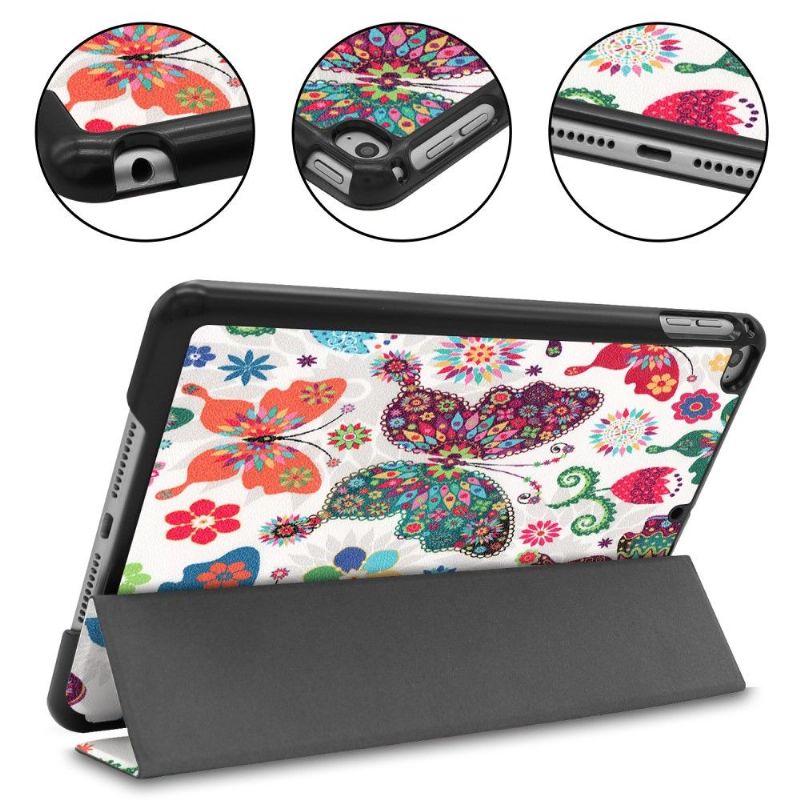iPad mini 2019 - Coque avec rabat intelligent papillons et fleurs