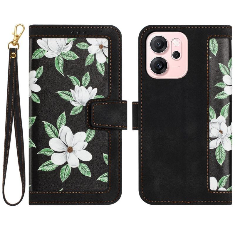 Housse Oppo Reno 14 5G Design Floral à Lanière