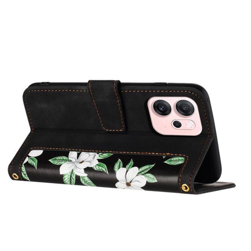 Housse Oppo Reno 14 5G Design Floral à Lanière