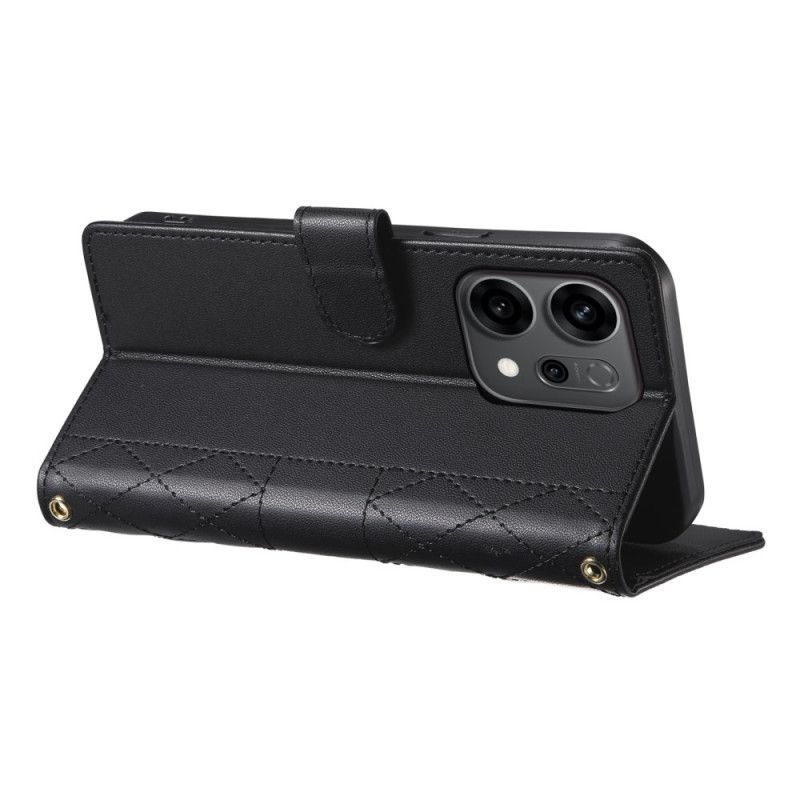 Housse Oppo Reno 14 5G Style Matelassé avec Lanière et Bandoulière