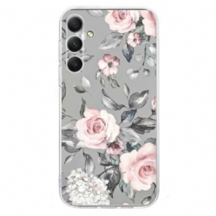 Coque Galaxy S26 Fleurs Fond Gris