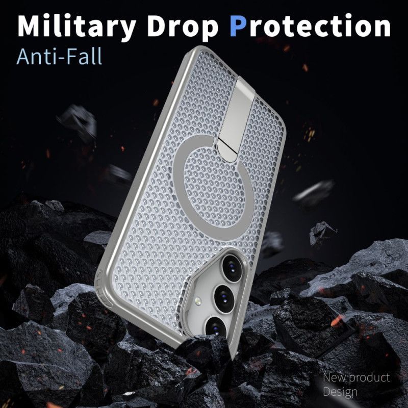 Coque magnétique avec support pour Samsung Galaxy S26 Magnétique et Support Texture Grille