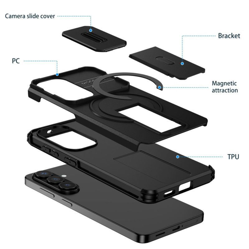Coque Samsung Galaxy S26 Magnétique Béquille et Cache Caméra Coulissant