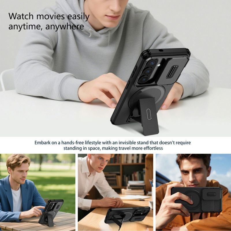 Coque Samsung Galaxy S26 Magnétique Béquille et Cache Caméra Coulissant