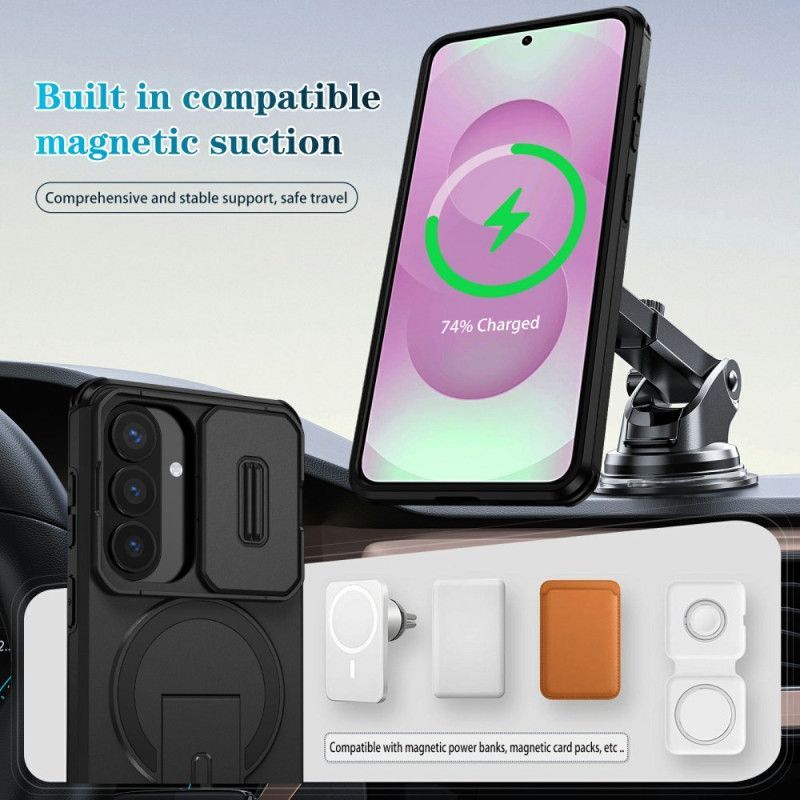 Coque Samsung Galaxy S26 Magnétique Béquille et Cache Caméra Coulissant