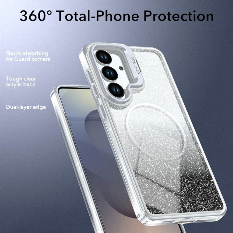 Coque Samsung Galaxy S26 Magnétique Paillettes Dégradées et Support Pliable