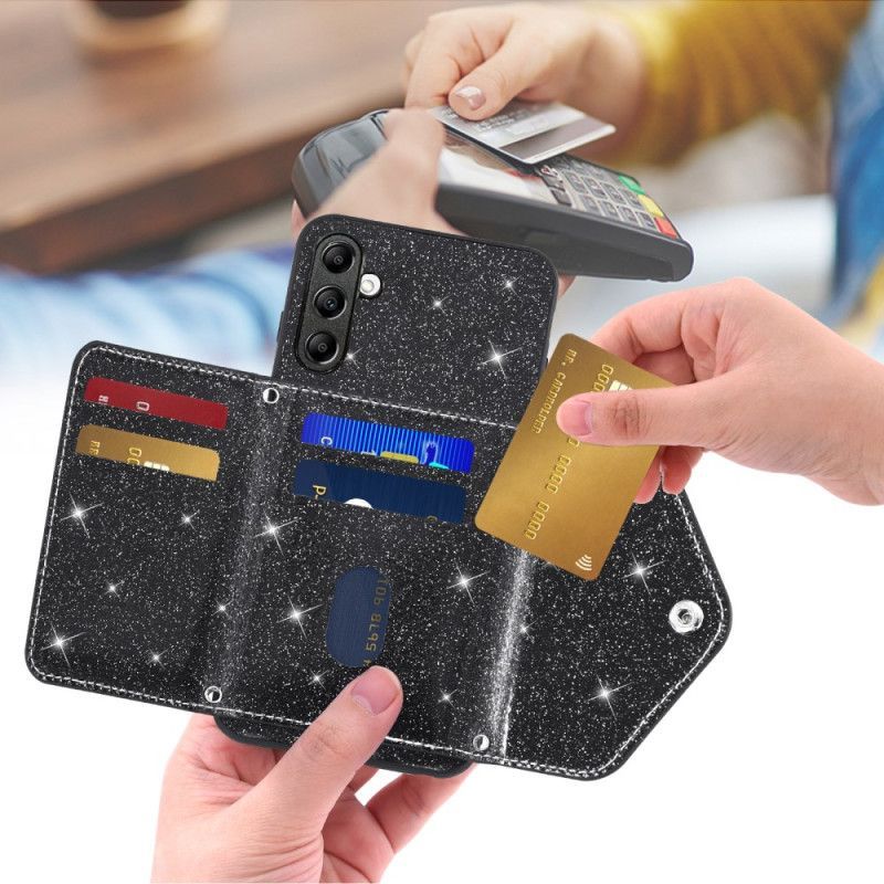 Coque Samsung Galaxy S26 Porte-Cartes Paillettes et Bandoulière