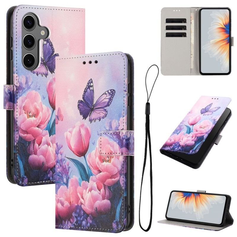 Housse Samsung Galaxy S26 Papillon et Fleurs Roses