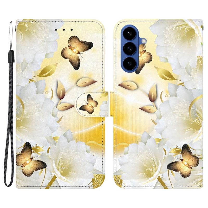 Housse Samsung Galaxy S26 Papillons Dorés et Fleurs