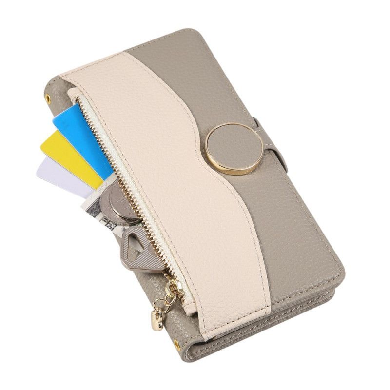 Housse Samsung Galaxy S26 Portefeuille Bicolore à Fermeture Éclair