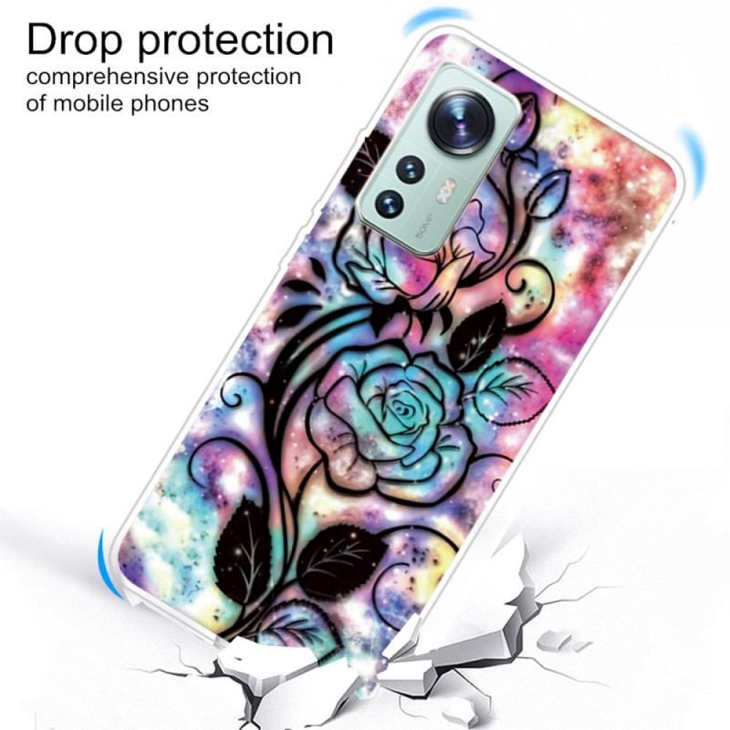 Coque Xiaomi 12 / 12X Silicone Fleur Graphique