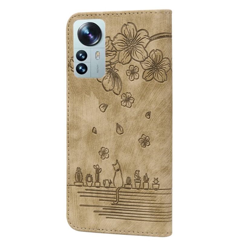 Housse Xiaomi 12 / 12X Chat Floral à Lanière