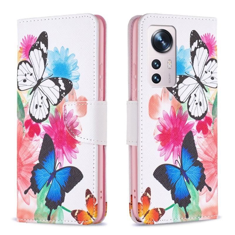Housse Xiaomi 12 / 12X Papillons et Fleurs Peints