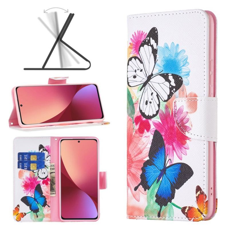 Housse Xiaomi 12 / 12X Papillons et Fleurs Peints