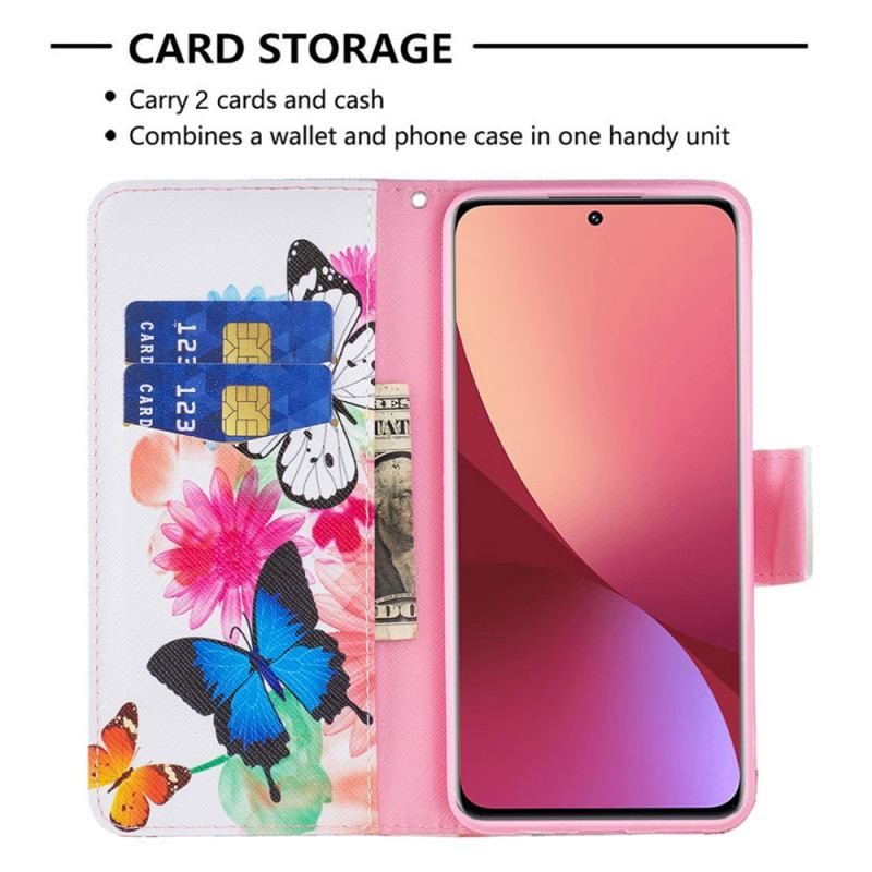 Housse Xiaomi 12 / 12X Papillons et Fleurs Peints