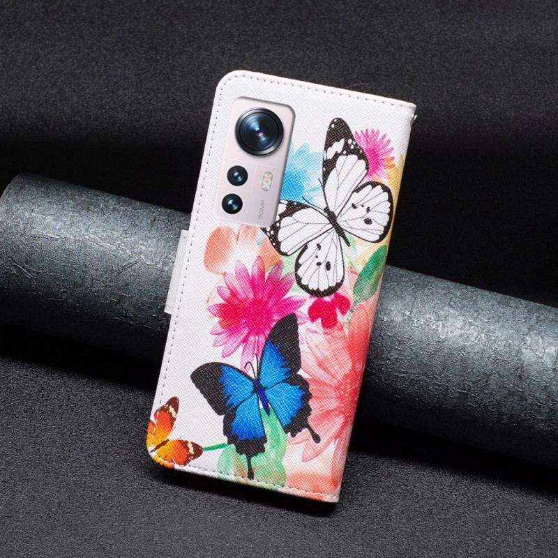 Housse Xiaomi 12 / 12X Papillons et Fleurs Peints