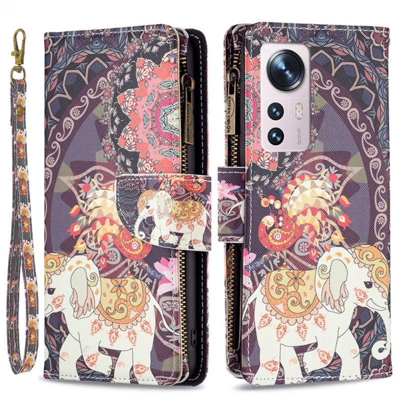 Housse Xiaomi 12 / 12X Poche Zippée Éléphant